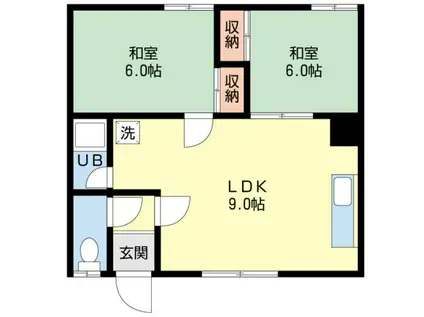 フラワーハイツC(2DK/2階)の間取り写真