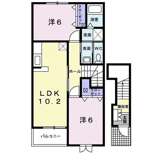 アルモニー(2LDK/2階)の間取り写真