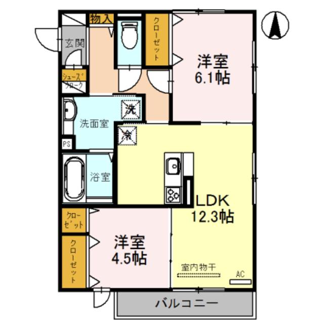 オルソ A棟(2LDK/3階)の間取り写真