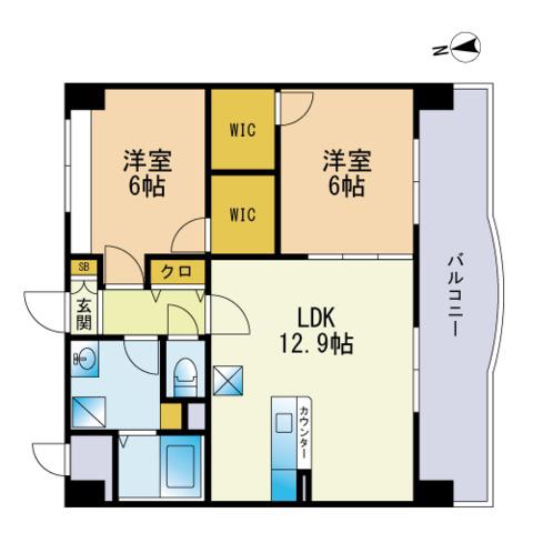 レブリアント板付(2LDK/8階)の間取り写真
