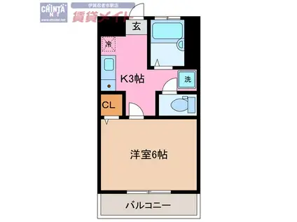 山崎マンション(1K/3階)の間取り写真