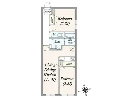 GRAN PASEO大井町(2LDK/4階)の間取り写真