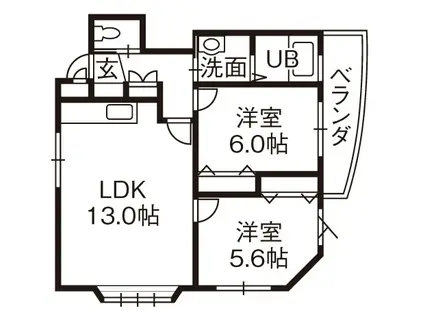 グレイスK(2LDK/3階)の間取り写真