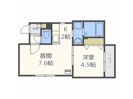 ルジュール中島公園(1LDK/2階)の間取り写真