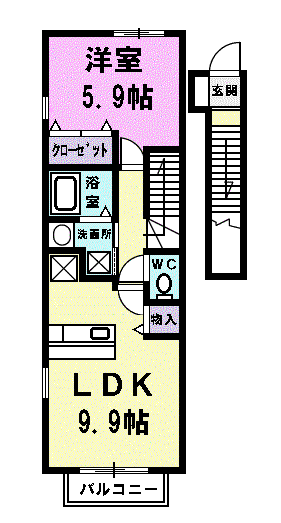 KSハウス(1LDK/2階)の間取り写真