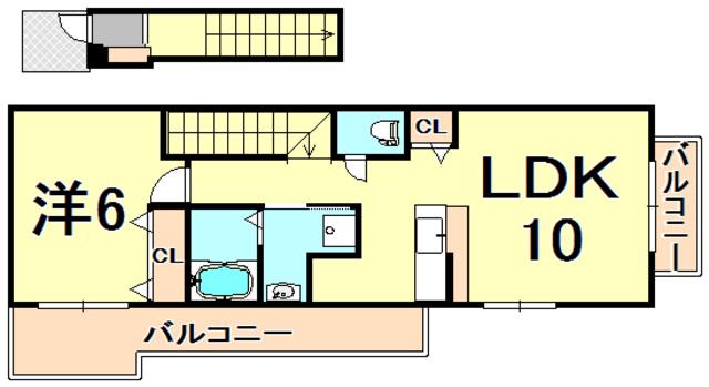 アヌジック K・K(1LDK/2階)の間取り写真