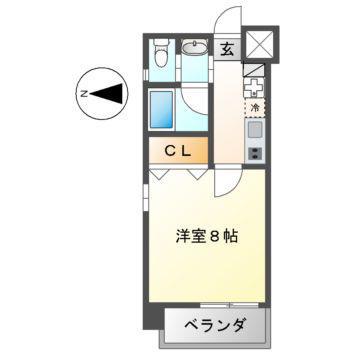 レジデンス名古屋吹上(1K/5階)の間取り写真