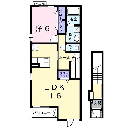 アザレア壱番館(1LDK/2階)の間取り写真