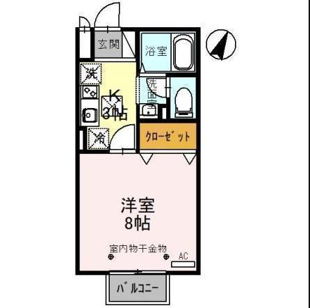 オークヒルズ壱番館(1K/2階)の間取り写真