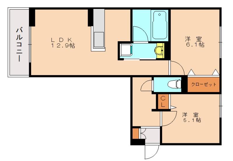 CHOUETTE(2LDK/3階)の間取り写真