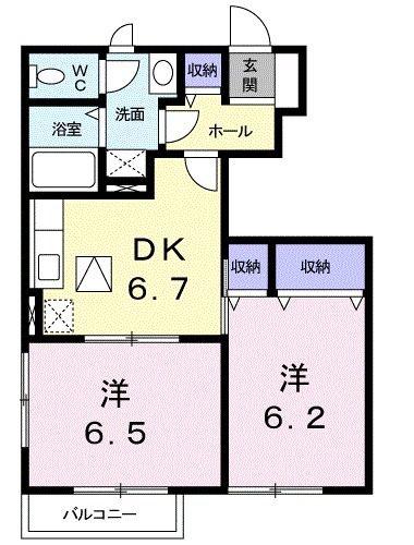 エクセルメゾンB(2DK/1階)の間取り写真