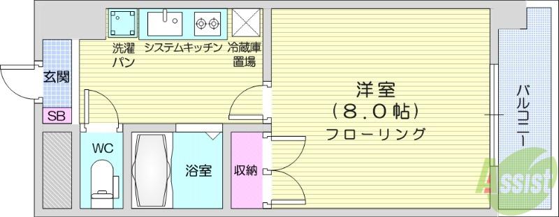 グラン・ドミール燕沢(1K/6階)の間取り写真