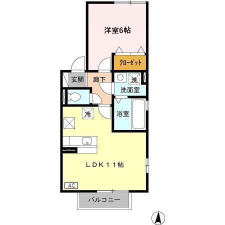 イデアーレII(1LDK/1階)の間取り写真
