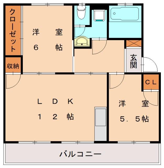 森ビル(2LDK/3階)の間取り写真