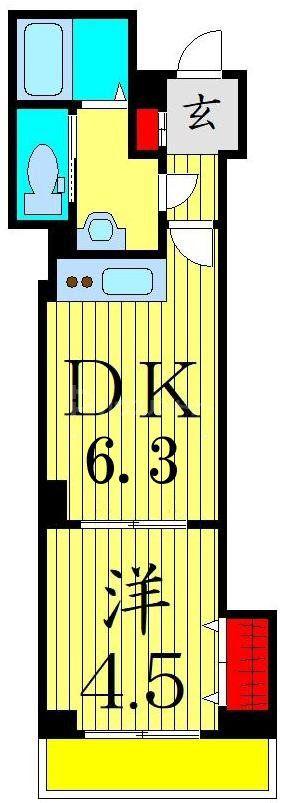 MMYホームズ關井(1DK/3階)の間取り写真
