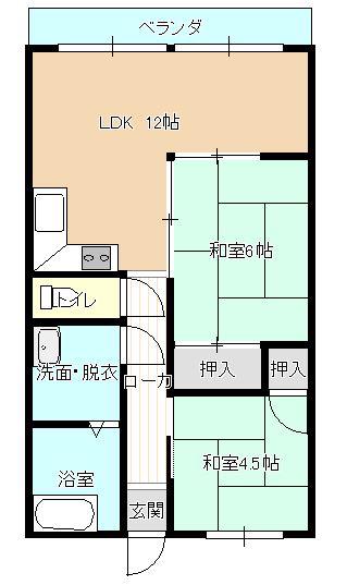 メゾン信濃(2LDK/2階)の間取り写真