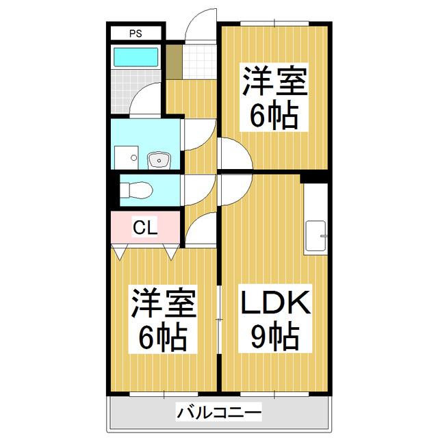 ヴィラージュK&Y(2LDK/2階)の間取り写真
