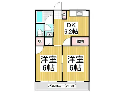 コーポあづみ(2DK/2階)の間取り写真