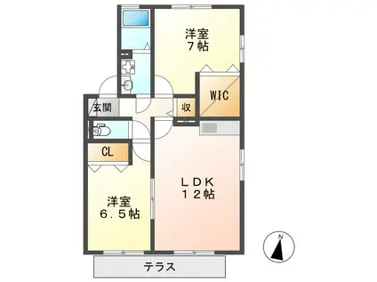 RIVER イースト大橋(2LDK/1階)の間取り写真