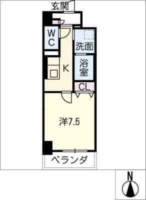 ラルーチェ泉(1K/6階)の間取り写真
