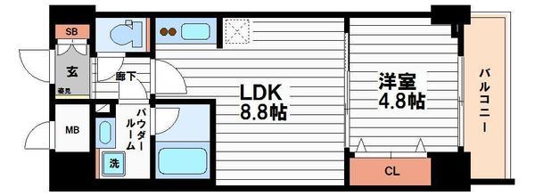 RISING MAISON 本町橋(1LDK/4階)の間取り写真