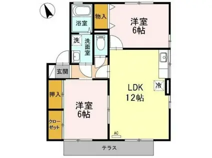 フローラルコート(2LDK/1階)の間取り写真