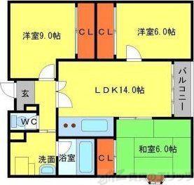 プライムアーク(3LDK/3階)の間取り写真
