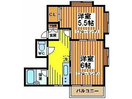 ガルテン3(2K/2階)の間取り写真