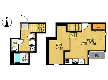 RIZESTレガーロ東照宮(ワンルーム/1階)の間取り写真