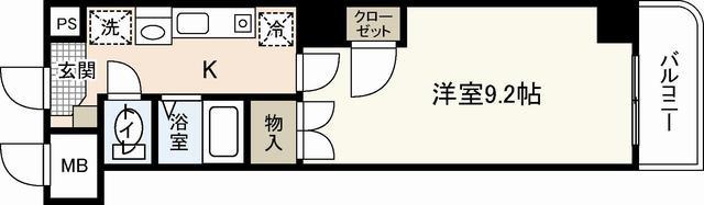 クレール西広島(1K/2階)の間取り写真