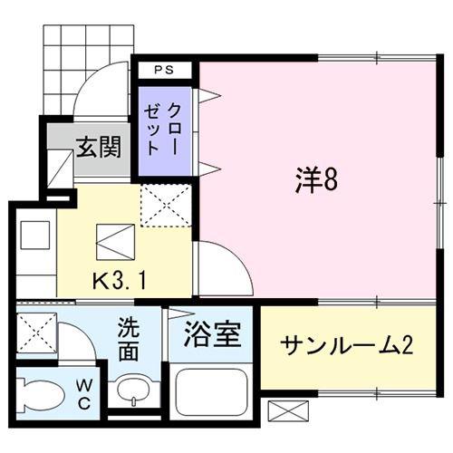 アド ブランチ(1K/1階)の間取り写真