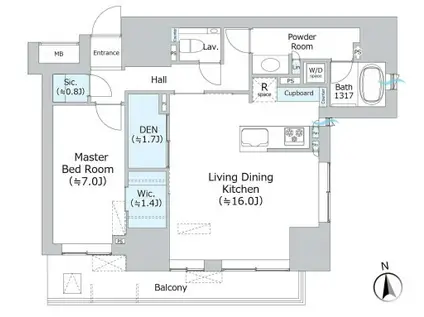 パークホームズ本郷三丁目(1LDK/7階)の間取り写真