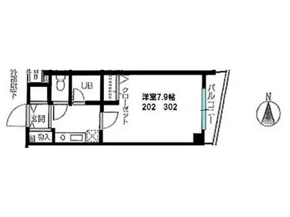 鶴瀬岡本ビル(1K/2階)の間取り写真
