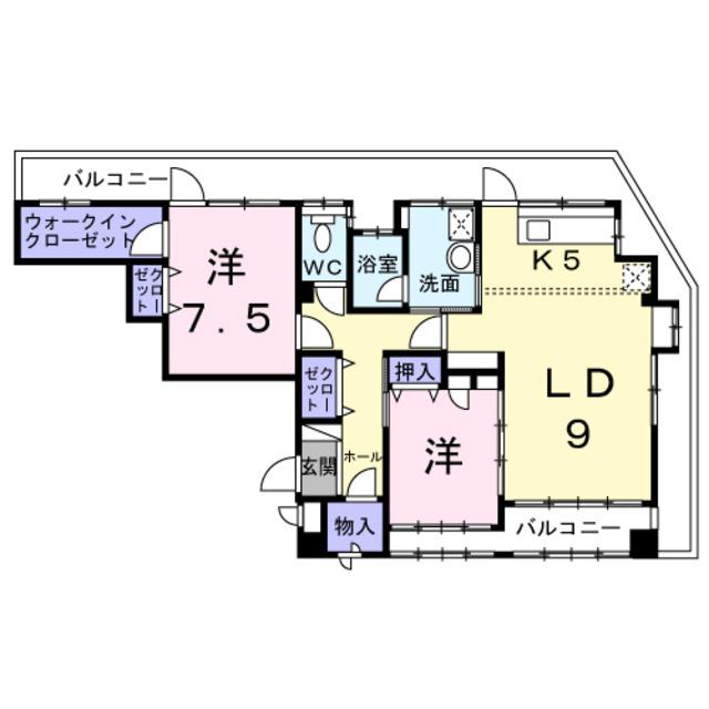 メイト鷹匠(2LDK/7階)の間取り写真