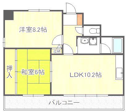 朝日イーストビル(2LDK/5階)の間取り写真