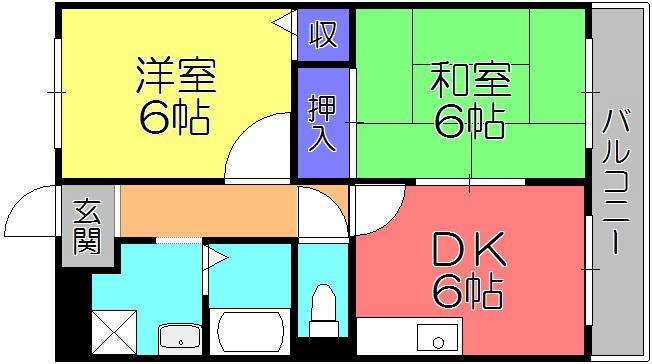 メゾン東陽(2DK/3階)の間取り写真