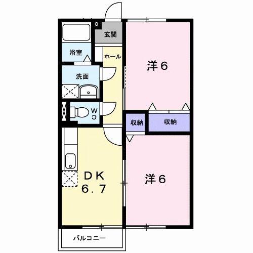 メゾンド シャトリエ II(2DK/2階)の間取り写真