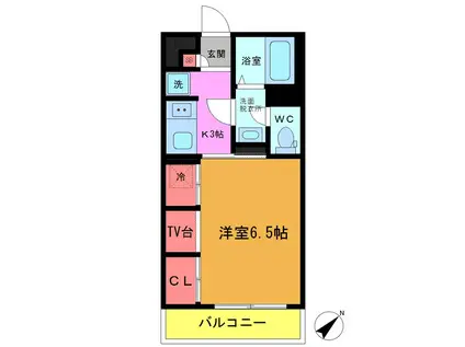 リブリ・スウィートホーム(1K/2階)の間取り写真