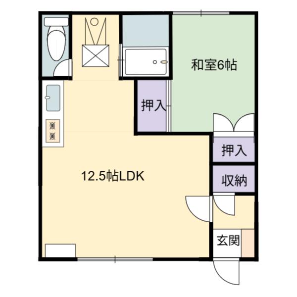 品地ハイツ第1(1LDK/1階)の間取り写真