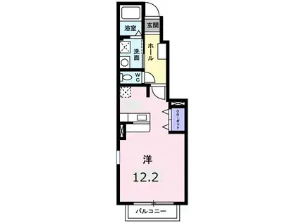 エレガンソーレII(ワンルーム/1階)の間取り写真