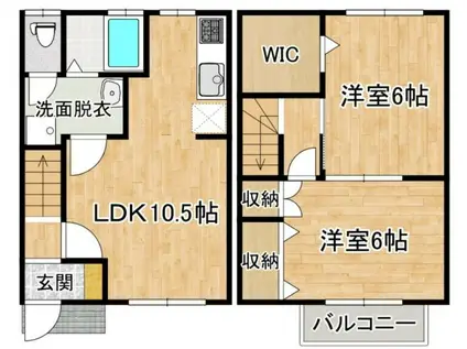 ノーブルハイム喜多町B(2LDK/1階)の間取り写真