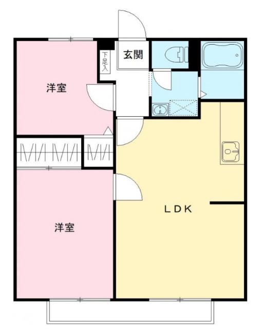 ドミールK(2LDK/1階)の間取り写真