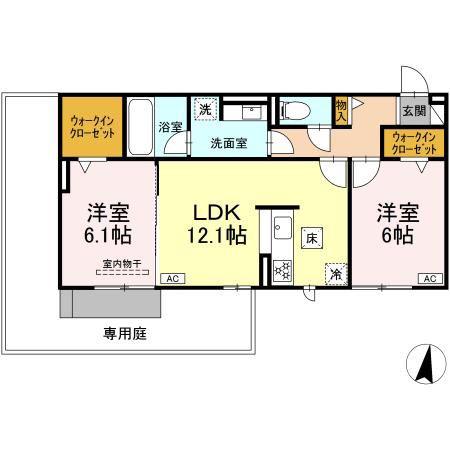 ジョイハイツ(2LDK/1階)の間取り写真