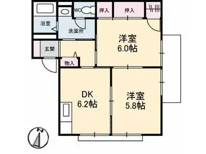 ディアス野上(2DK/2階)の間取り写真