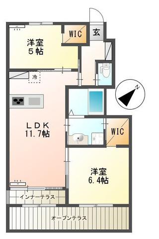 ラフィーネA(2LDK/1階)の間取り写真