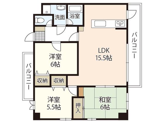 セントラル庚午第二マンション(3LDK/5階)の間取り写真
