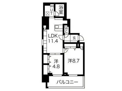 ルシェット白川公園(2LDK/11階)の間取り写真