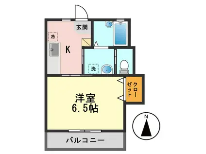 サンスクエア小岩(1K/1階)の間取り写真