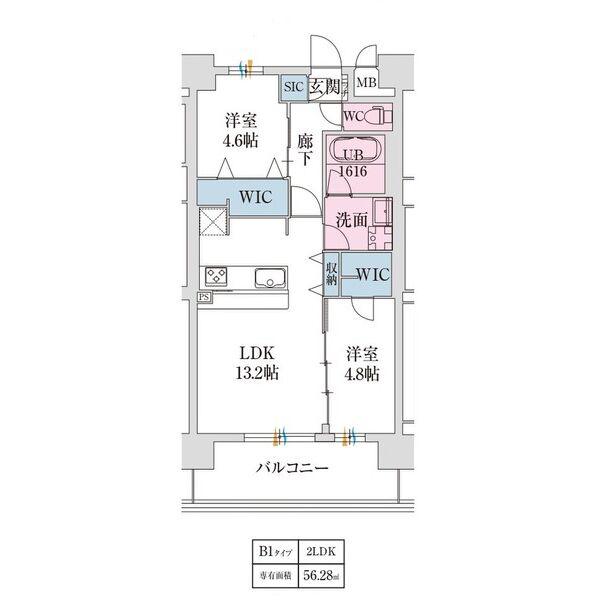 スプランディッド難波VII(2LDK/4階)の間取り写真