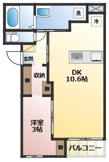 アールズハウスNODA(1LDK/2階)の間取り写真